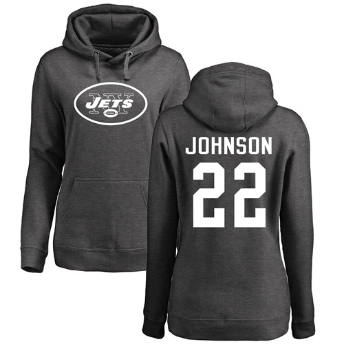 New York Jets Ash Women Trumaine Johnson One Color NFL Football #22 Pullover Hoodie Sweatshirts